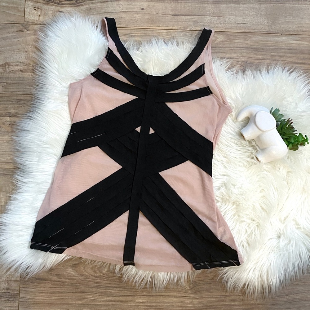 Silence + Noise Cream & Black Sheer Tank
